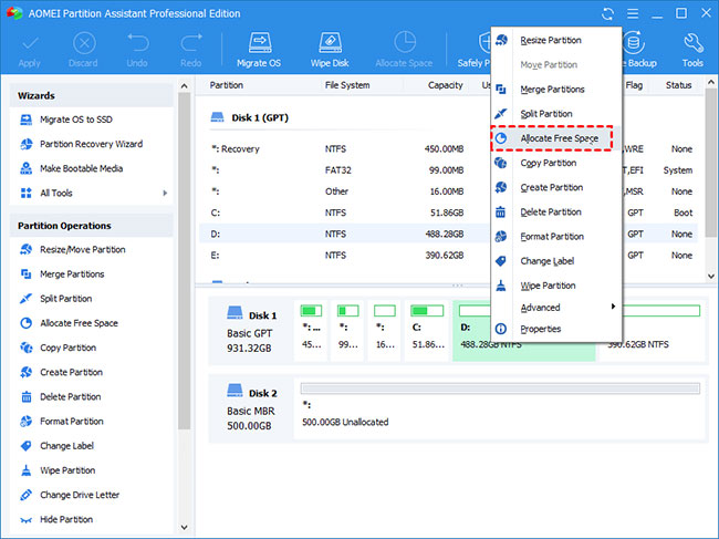 How to transfer free space from one partition to another in Windows 10 Picture 3
