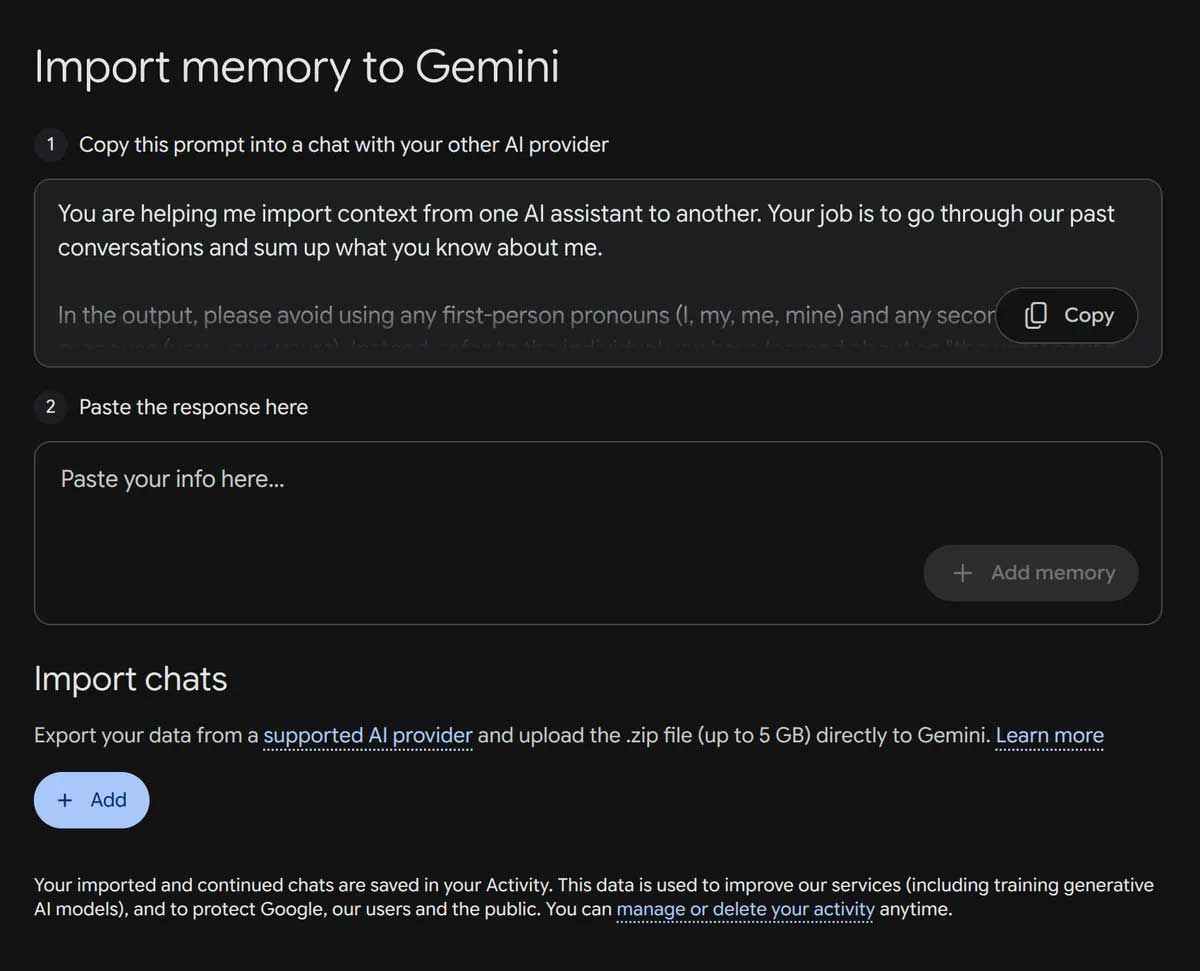 images 2 of How to transfer memo data and chat history to Gemini