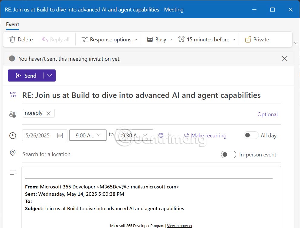 How to Convert Outlook Email into Event Invitation Picture 2