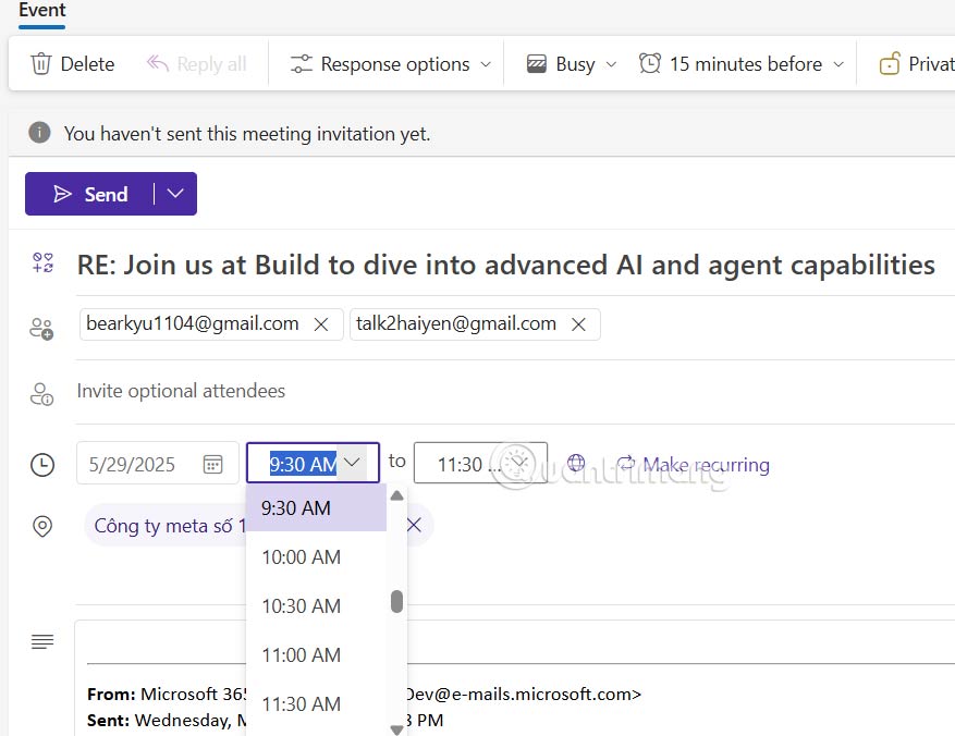 How to Convert Outlook Email into Event Invitation Picture 3