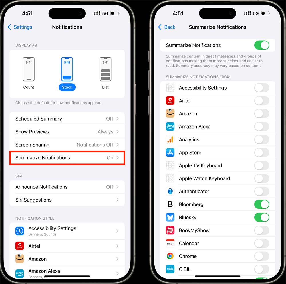 How to turn off Apple Intelligence notifications summary Picture 1
