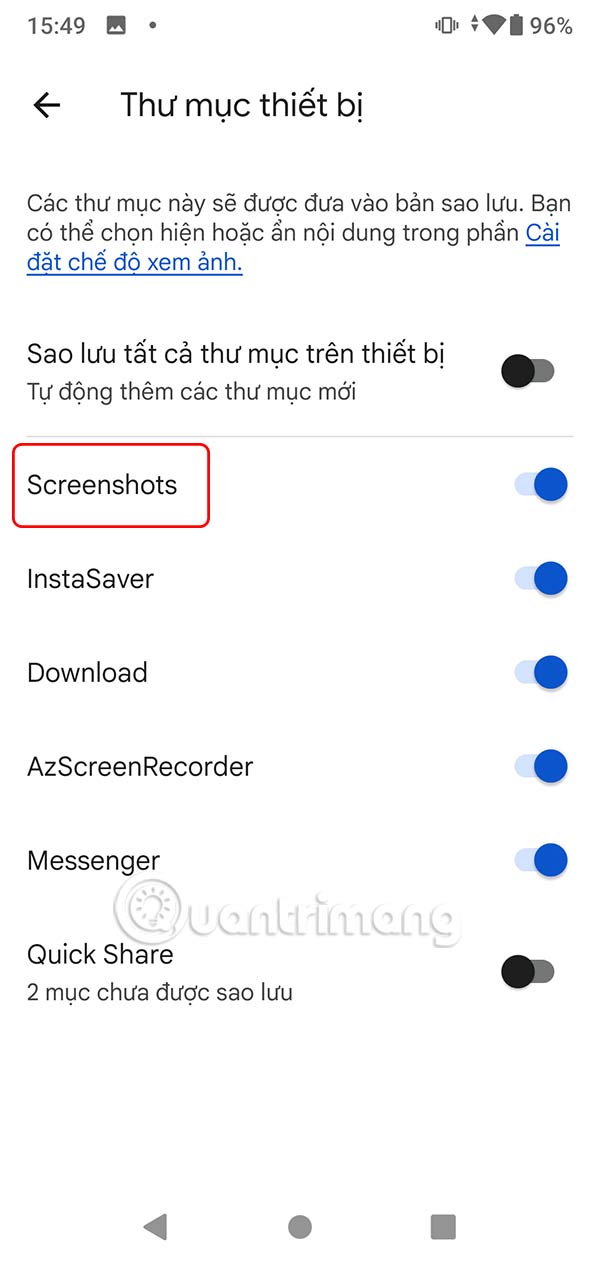 How to turn off automatic saving of screenshots to Google Photos Picture 5