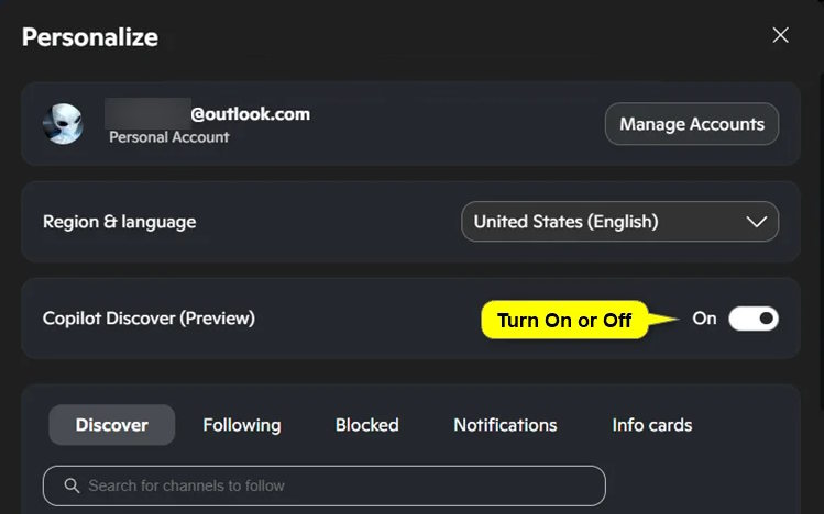 How to disable Copilot Discover in Windows 11 Widgets Picture 2