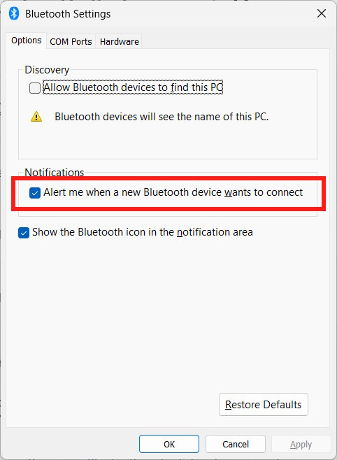 How to turn off notifications for connected Bluetooth devices on Windows Picture 3