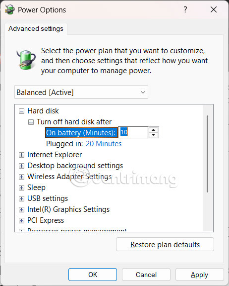 How to turn off hard drive when not in use on Windows 11 Picture 4