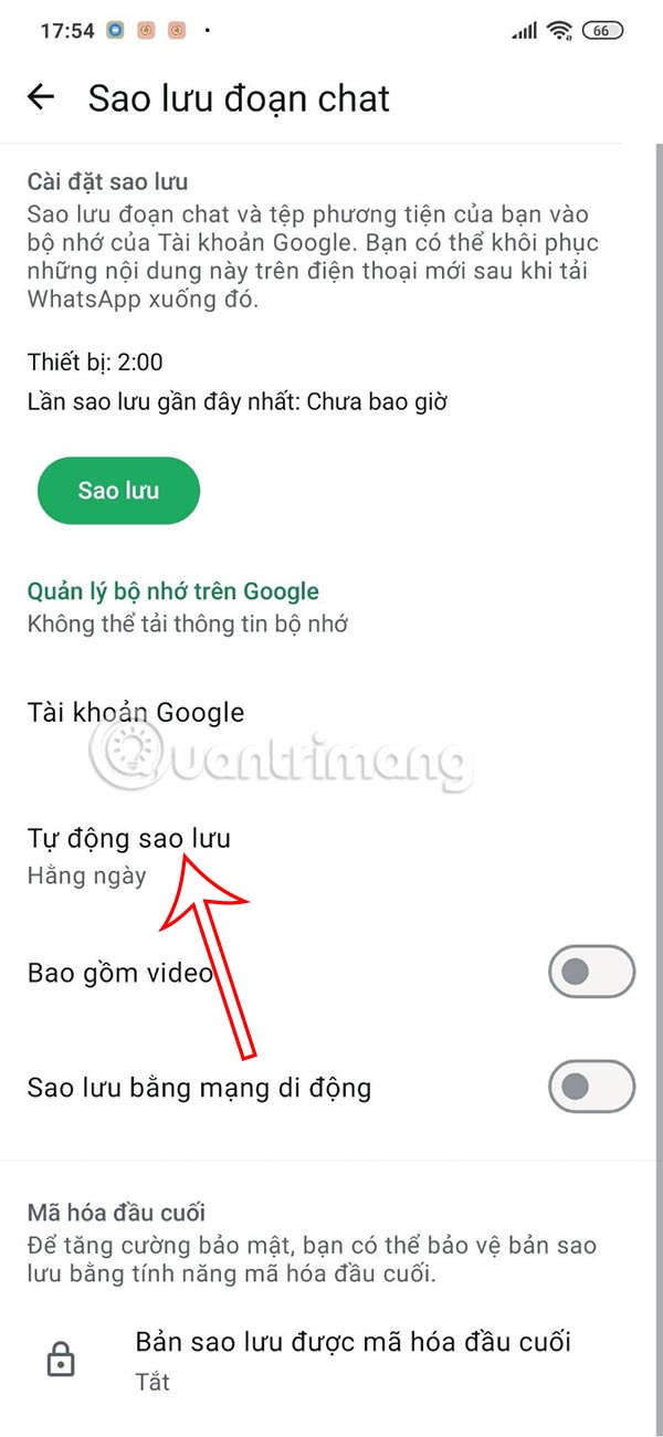 How to turn off WhatsApp message backup on phone Picture 10