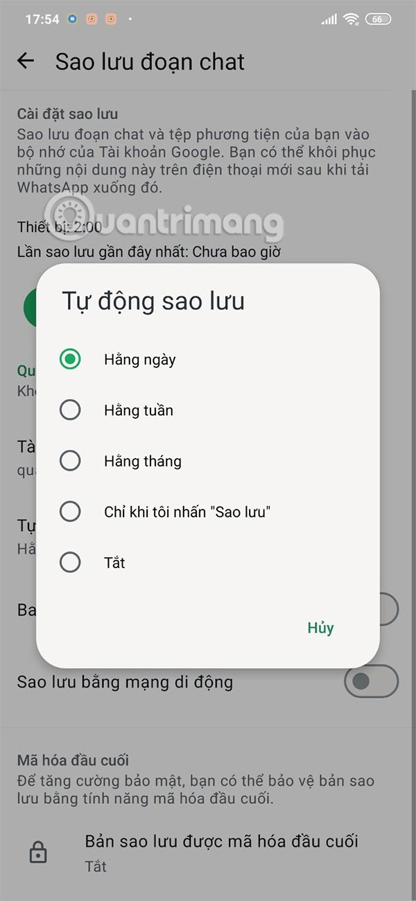 How to turn off WhatsApp message backup on phone Picture 11