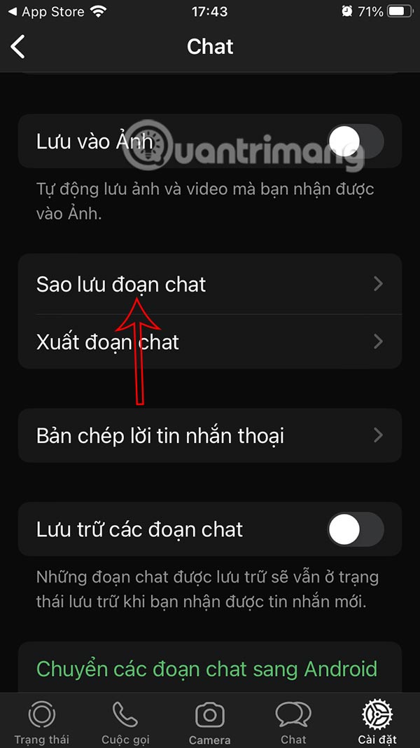 How to turn off WhatsApp message backup on phone Picture 3