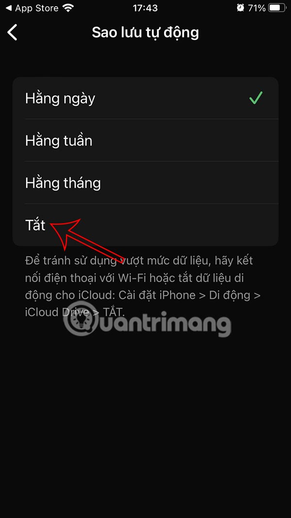 How to turn off WhatsApp message backup on phone Picture 5