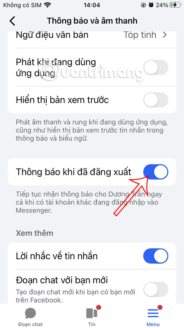 How to turn off Messenger notifications when logged out Picture 4