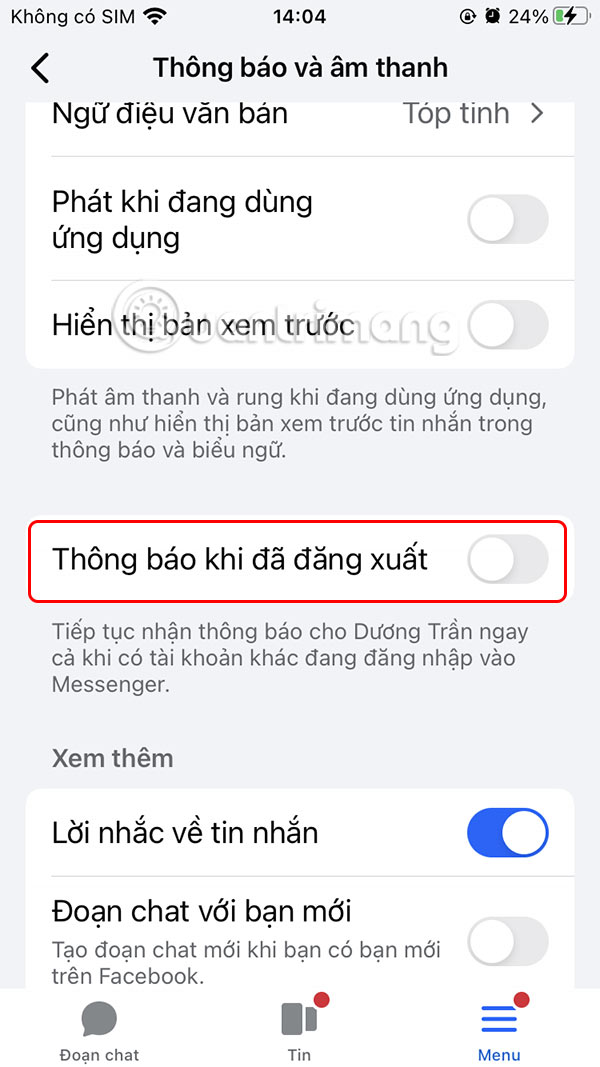 How to turn off Messenger notifications when logged out Picture 5