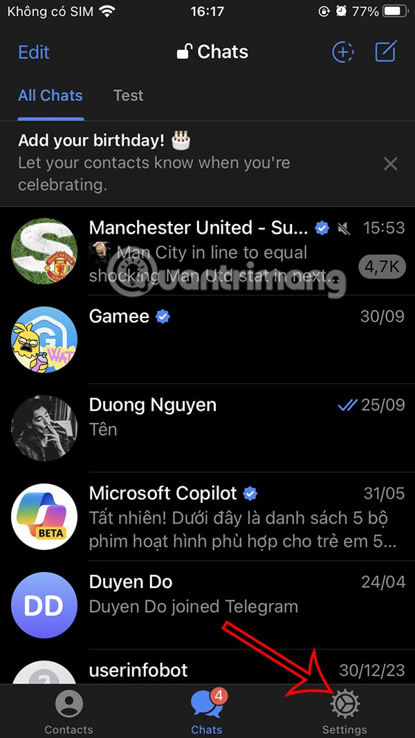 How to turn off notifications of friends joining Telegram Picture 1