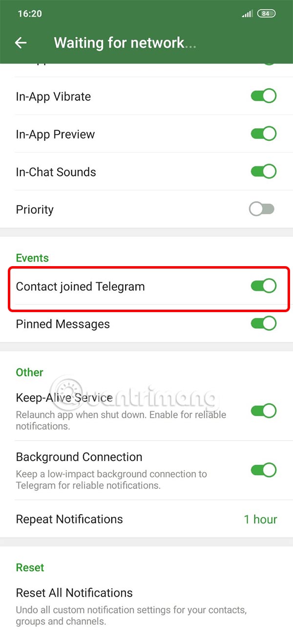 How to turn off notifications of friends joining Telegram Picture 8