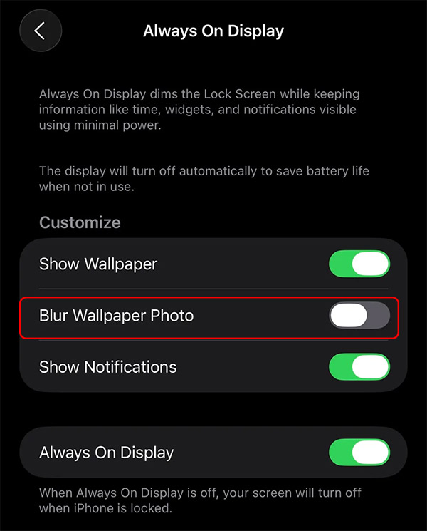 How to turn off lock screen blur effect on iPhone Picture 1