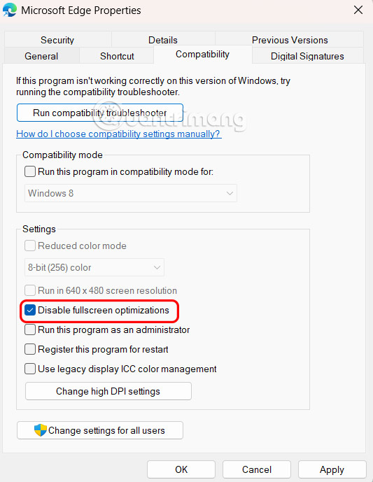 How to turn off screen optimization on Chrome, Firefox, Edge Picture 11