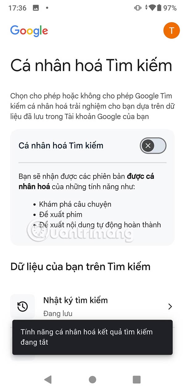 How to turn off search personalization on Google Picture 7