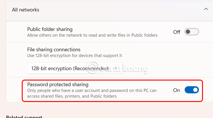 How to turn off password sharing security in Windows 11 Picture 4