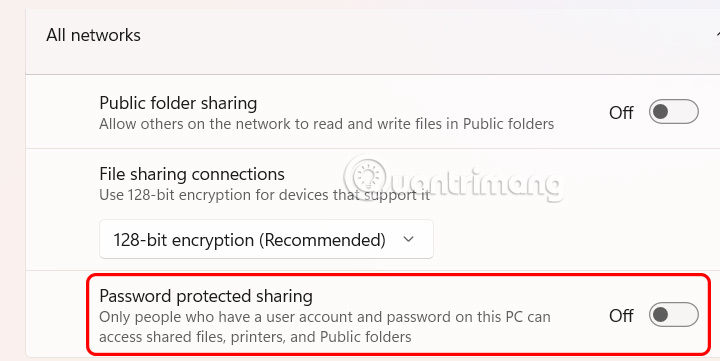 How to turn off password sharing security in Windows 11 Picture 5