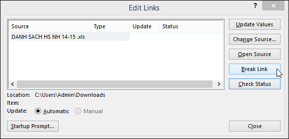 How to turn off Update Link notification in Excel - File content from many different sources Picture 4