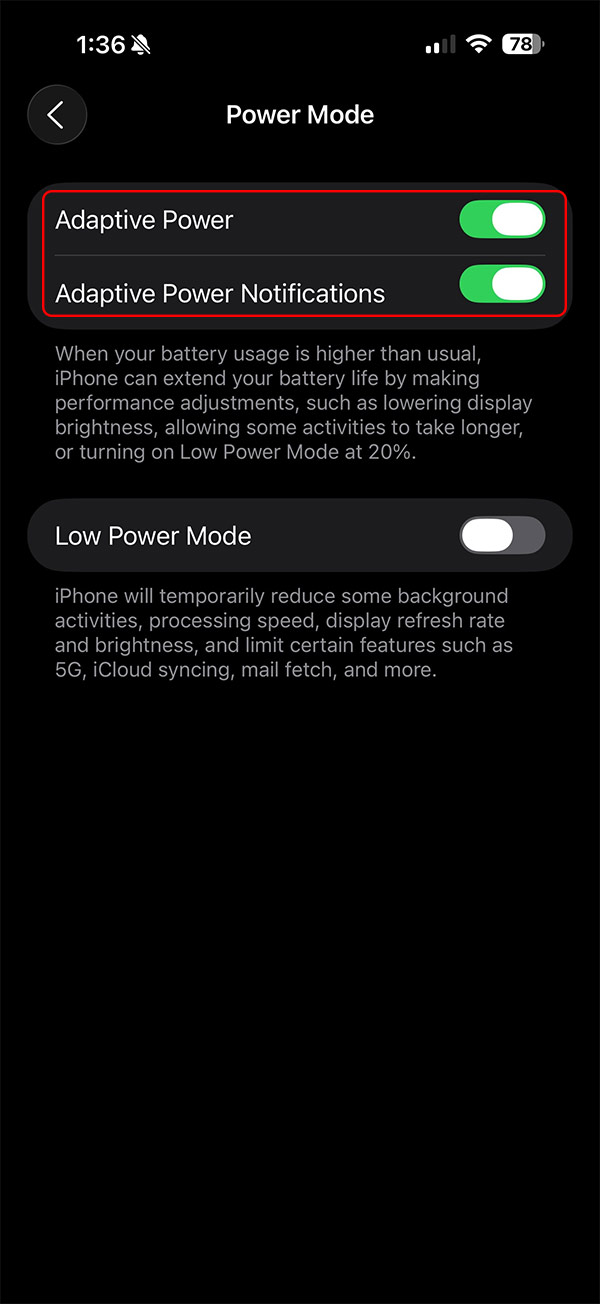 How to Turn on Adaptive Power Notifications to Slow Down iPhone Picture 1