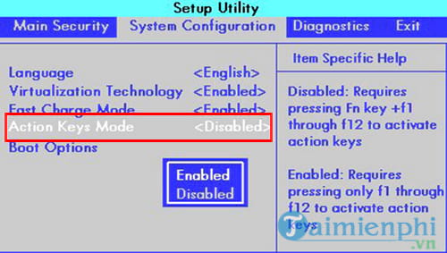 How to turn on and off function keys FN + F1, F2, F3, ... F12 on Laptop Picture 7