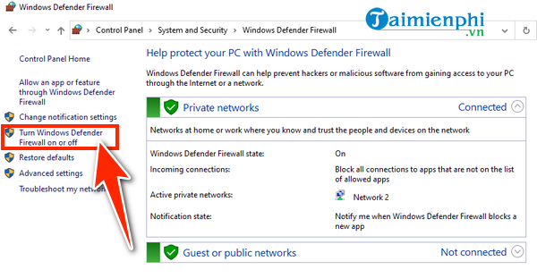 How to turn on and off Windows 10 firewall, Windows 10 Firewall fastest Picture 4