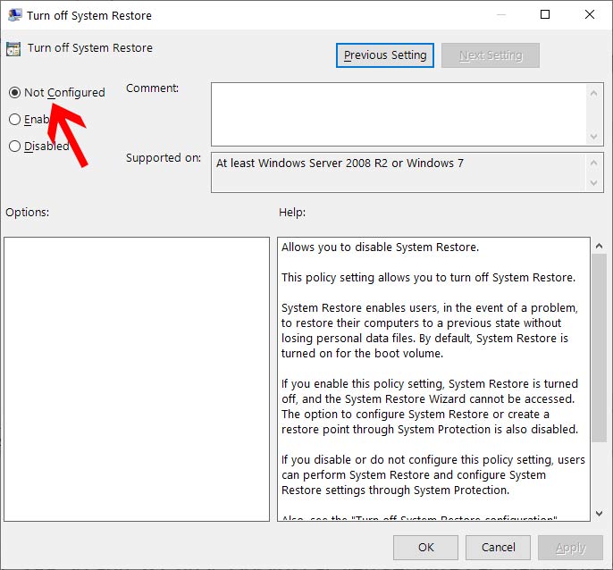 Picture 3 of How to enable or disable System Restore on Windows