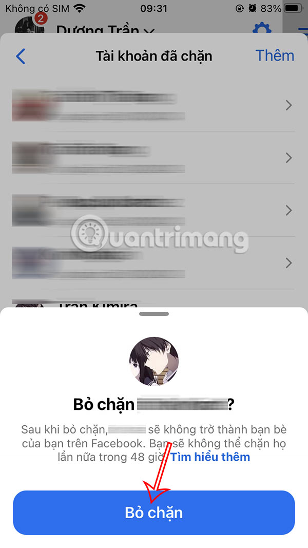 How to unblock Messenger on phone, computer Picture 6