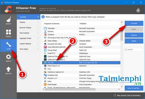 Picture 5 of How to uninstall CocCoc, remove the CocCoc browser from your computer or laptop.