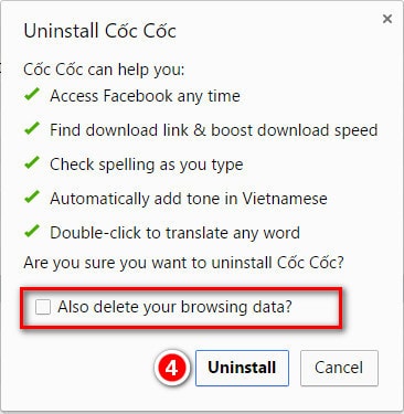 Picture 6 of How to uninstall CocCoc, remove the CocCoc browser from your computer or laptop.