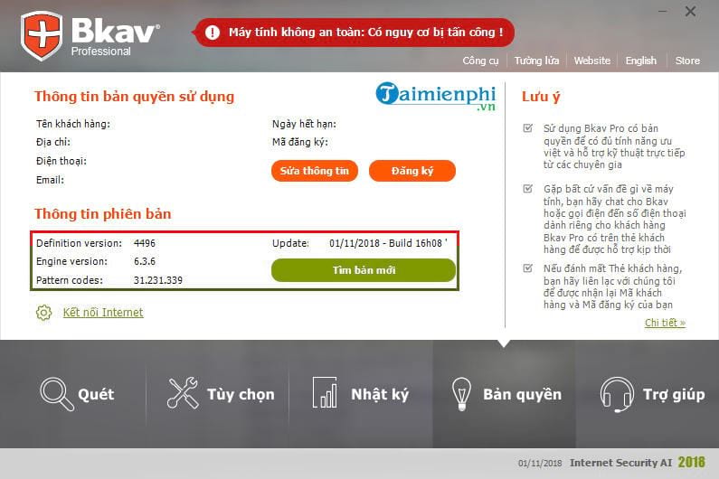 Picture 3 of How to update BKAV to the latest version, Update BKAV
