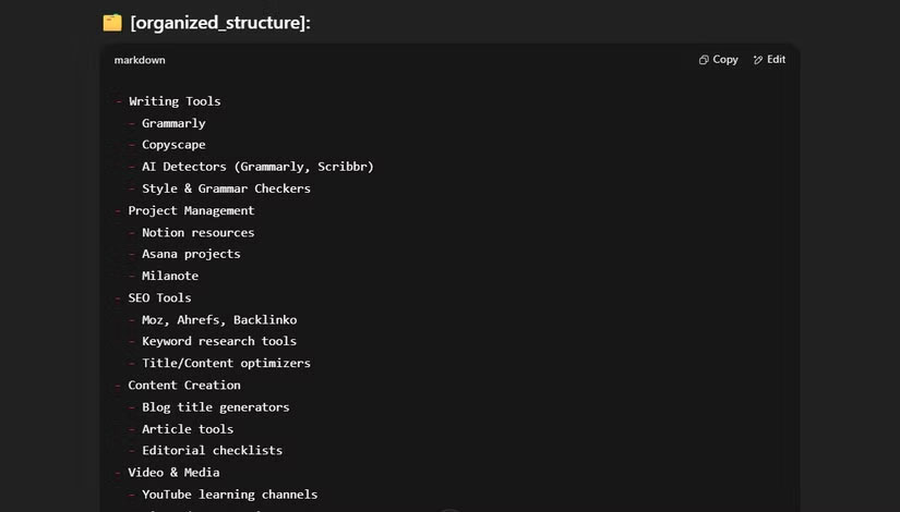 How to use ChatGPT to rearrange messy bookmarks Picture 2