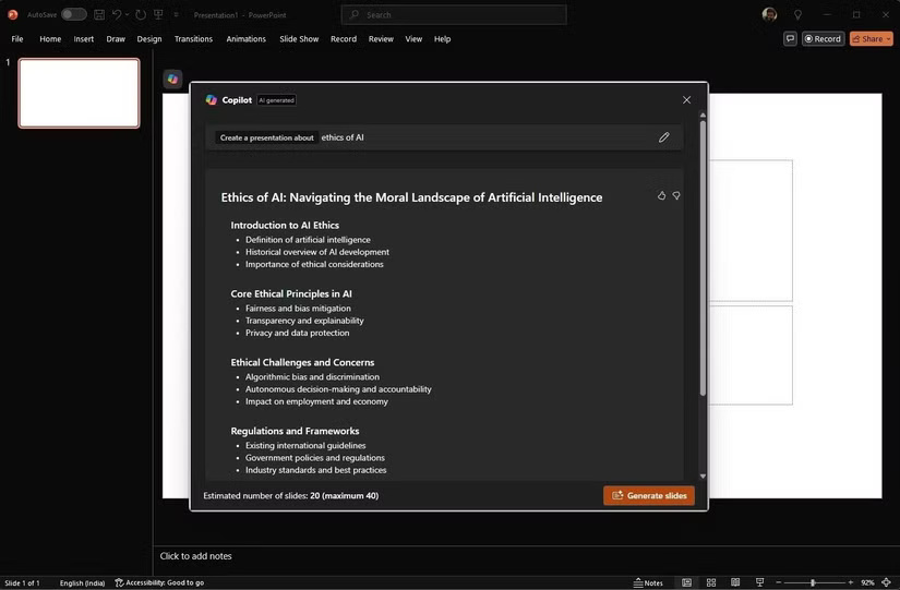 How Copilot in PowerPoint helps you complete any presentation. Picture 1