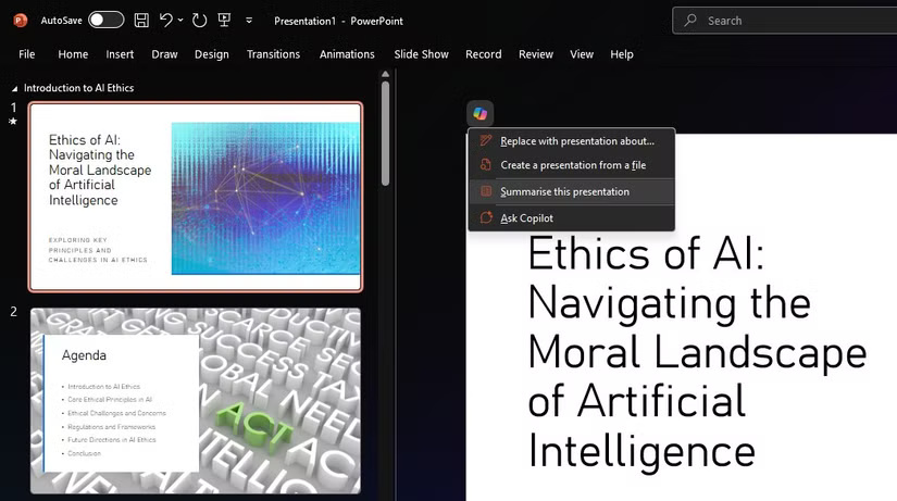 How Copilot in PowerPoint helps you complete any presentation. Picture 5