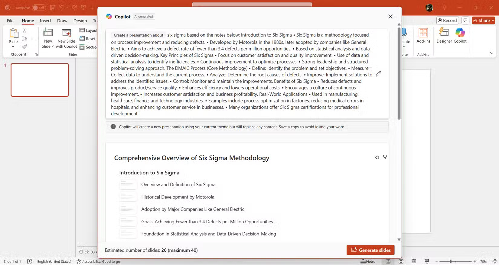 How to use Copilot to create a presentation from notes Picture 3