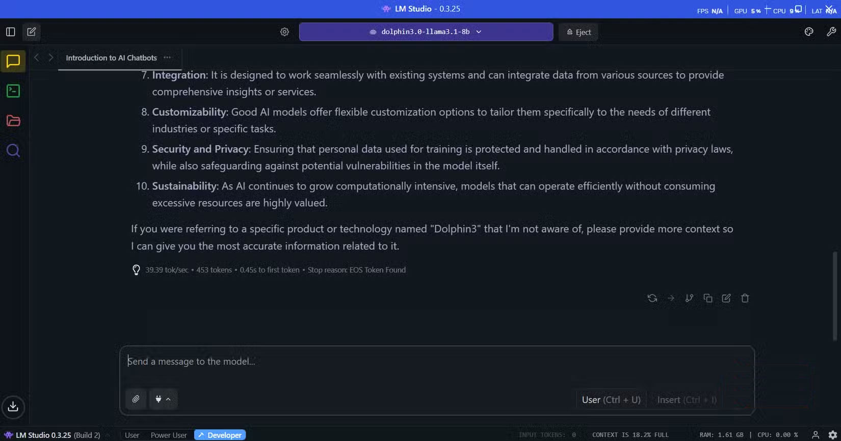 How to use Dolphin3 offline AI assistant instead of cloud chatbot Picture 4