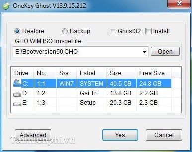 How to use Ghost Win 7 with Onekey to save time Picture 2
