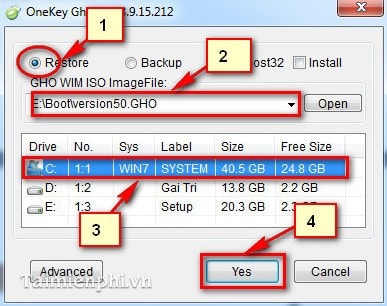 How to use Ghost Win 7 with Onekey to save time Picture 5