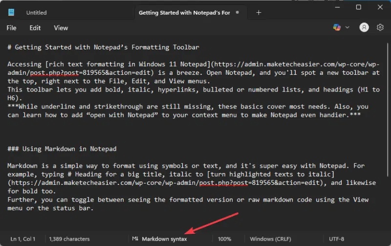 How to Use Markdown and Rich Text Formatting in Windows 11 Notepad Picture 2