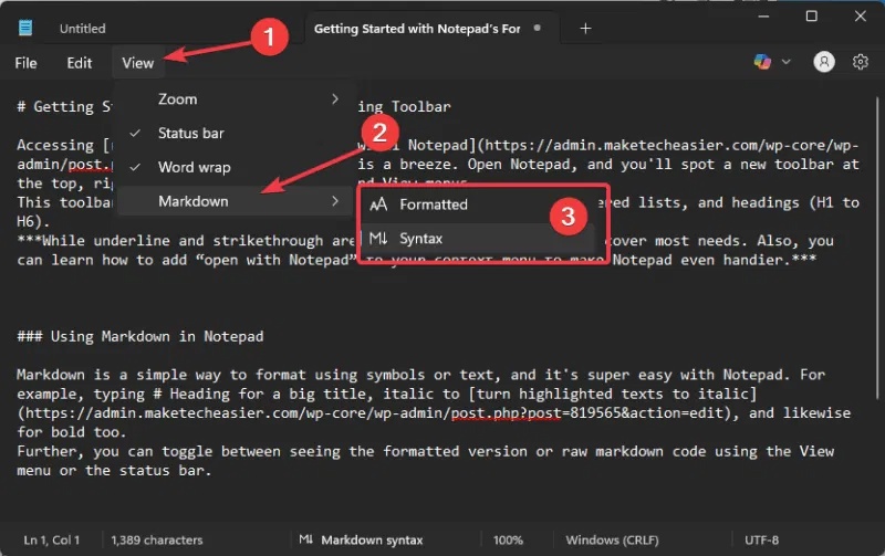 How to Use Markdown and Rich Text Formatting in Windows 11 Notepad Picture 3
