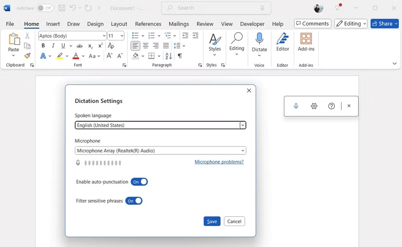How to use Microsoft Word's voice typing feature Picture 2
