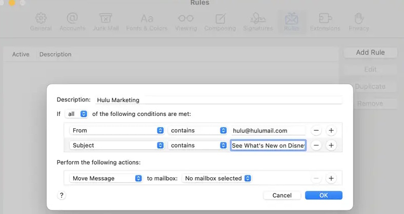 Picture 3 of How to use rules in Apple Mail for automated tasks