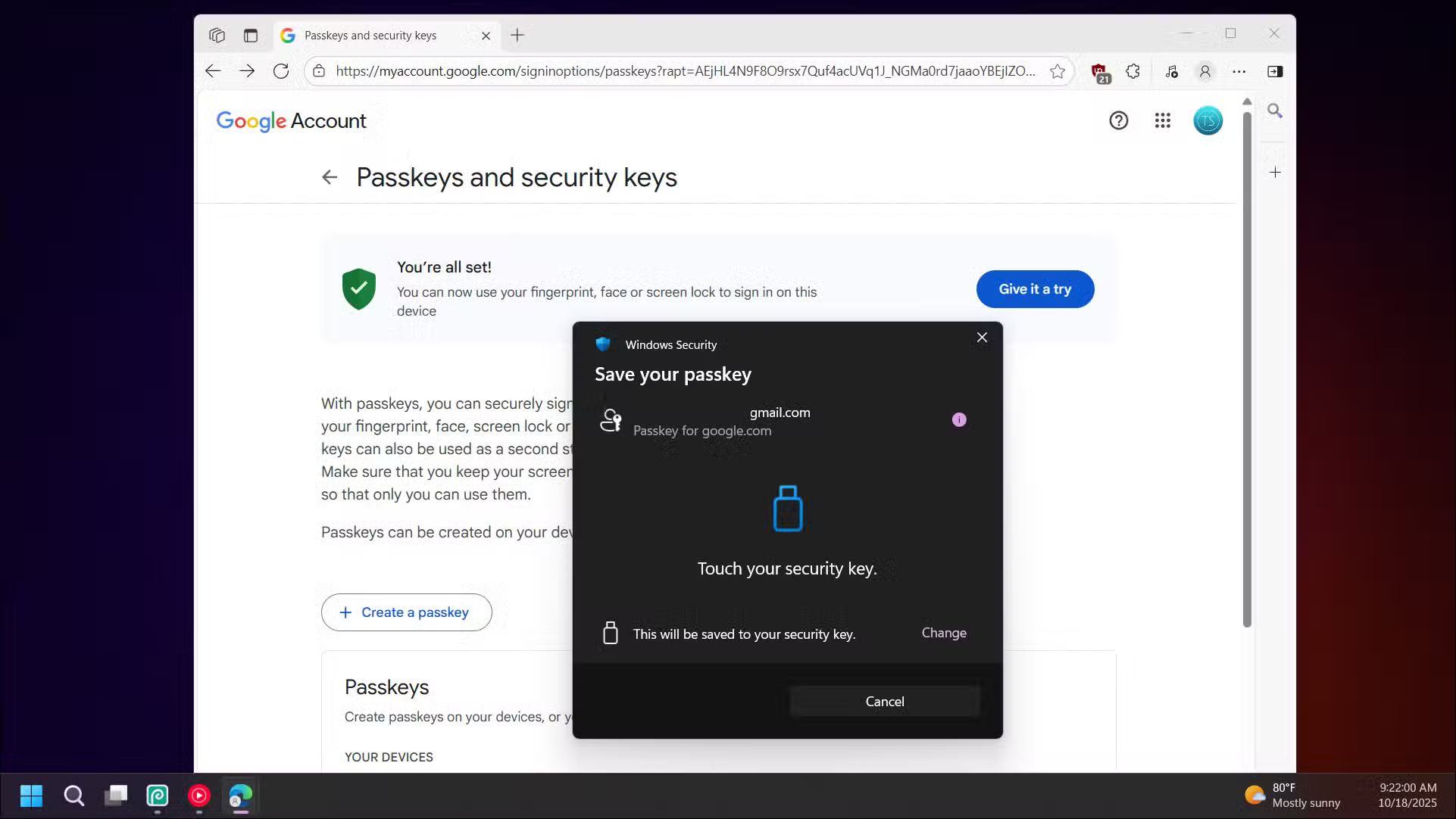 How to use a Yubikey security key instead of entering a password Picture 6