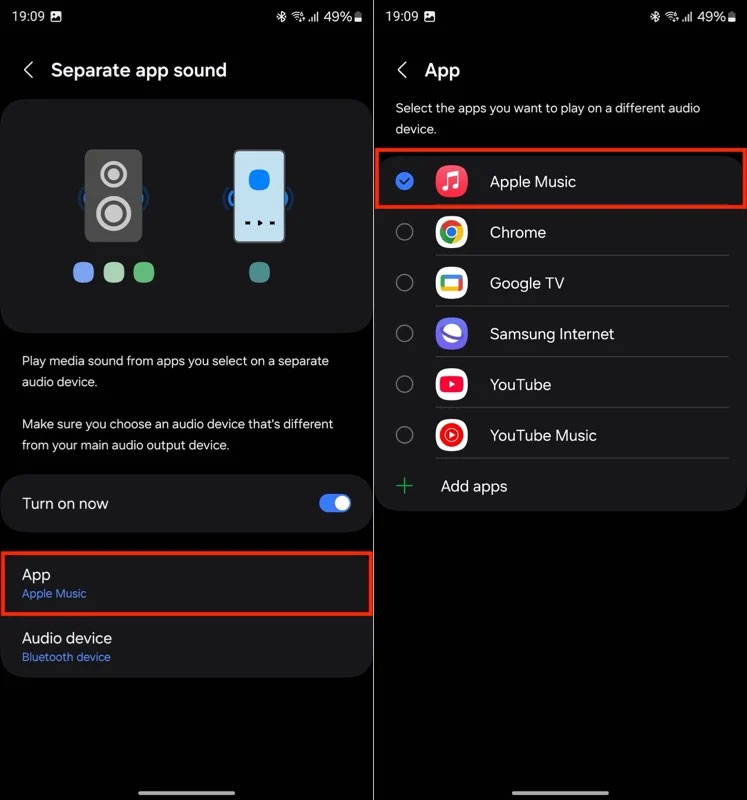 How to use separate app sounds on Samsung Picture 3