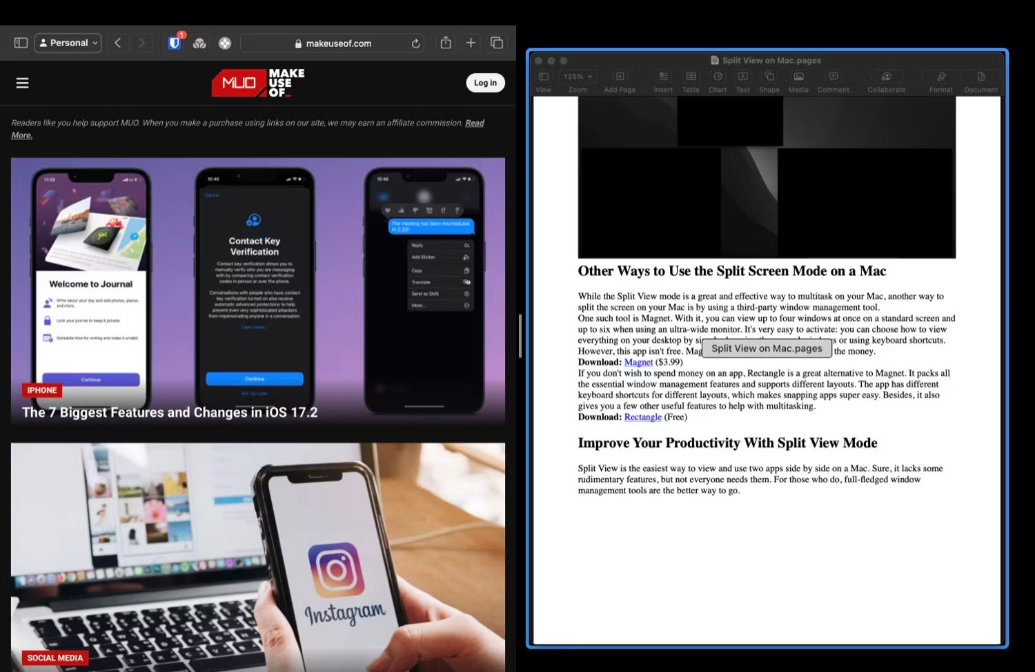 How to use split screen on Mac with Split View Picture 2