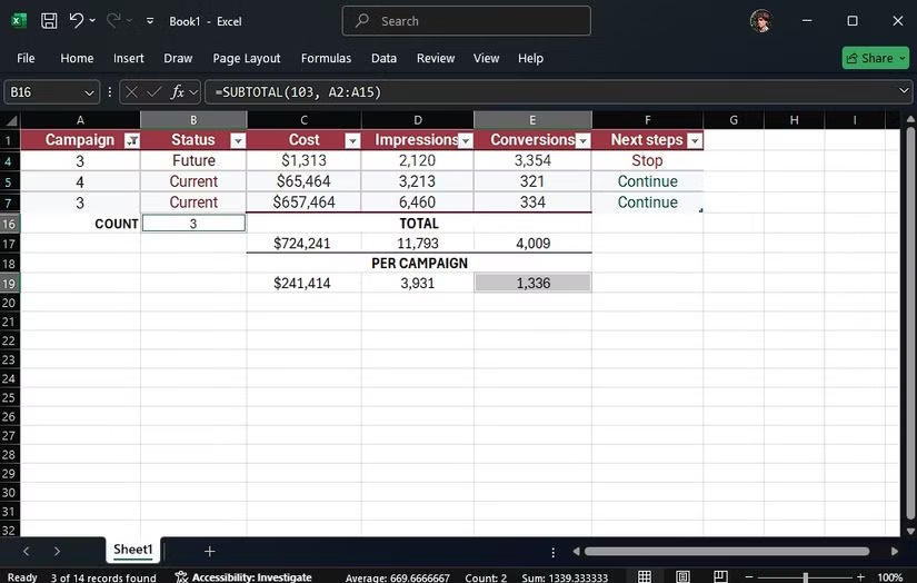 How to use SUBTOTAL in Microsoft Excel Picture 4