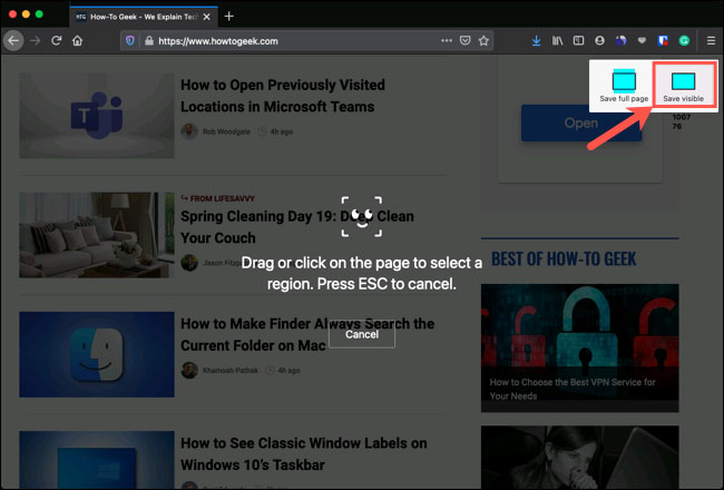 How to use the built-in screenshot tool in Firefox Picture 6