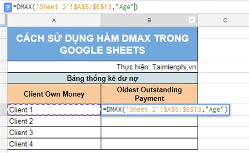 images 5 of How to use the DMAX function in Google Sheets