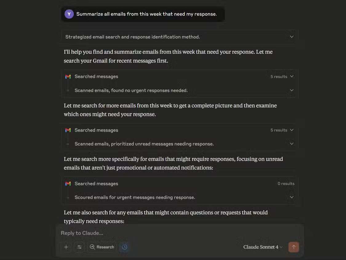 Picture 2 of How to use Claude's Connectors feature to summarize emails.