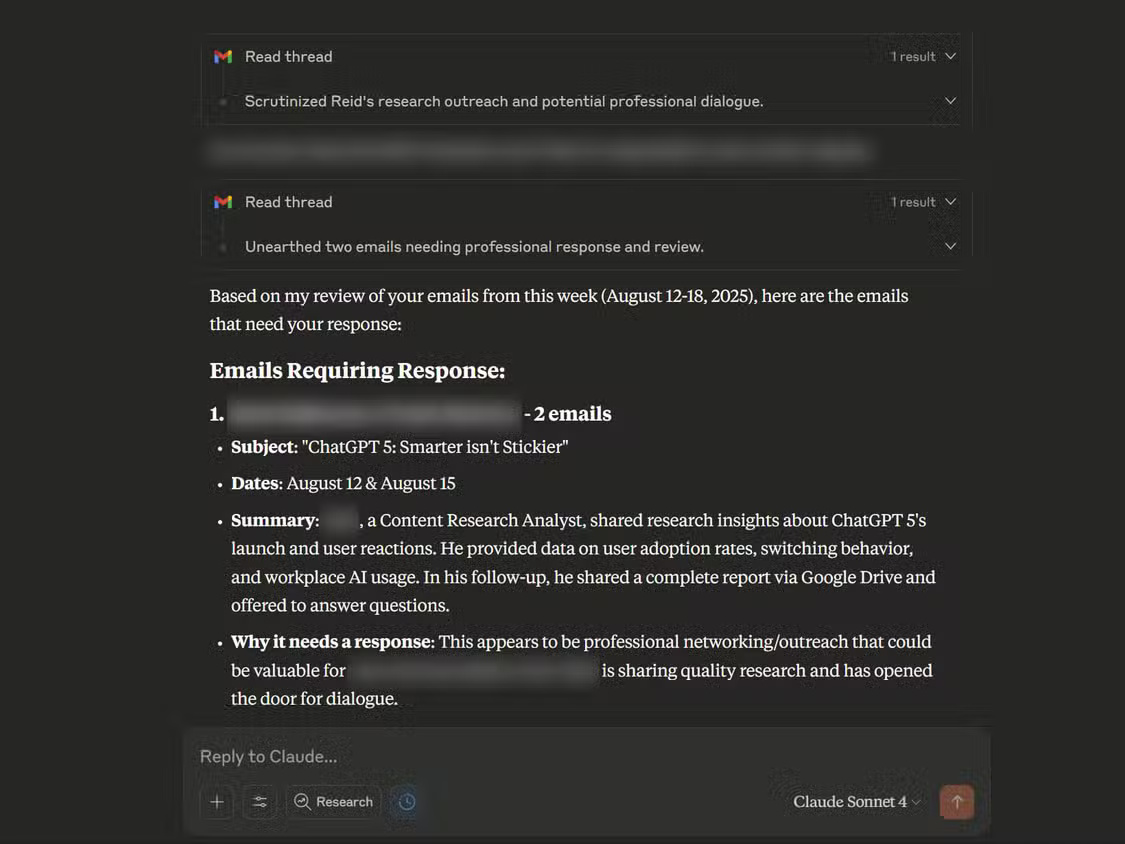Picture 3 of How to use Claude's Connectors feature to summarize emails.